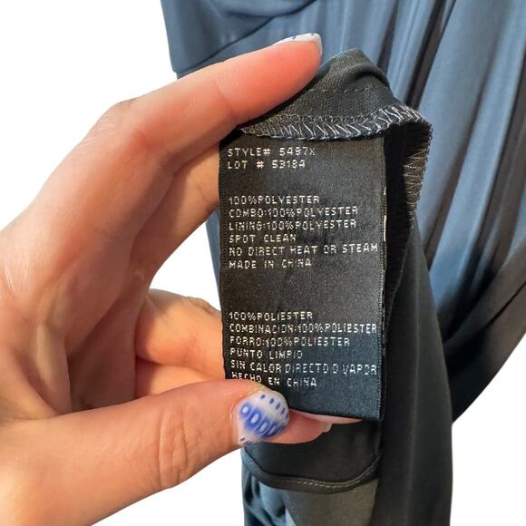 NWT Xscape Evenings Beaded Short Sleeve Ruched Gown Navy Blue 8 Formal Wedding - Picture 11 of 13